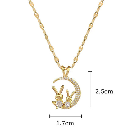 EILIECK 316L Stainless Steel Shine Cubic Zirconia Swan Pendant Necklace Gold Color Texture Metal Personalized Jewelry Neck Chain PlatiNum