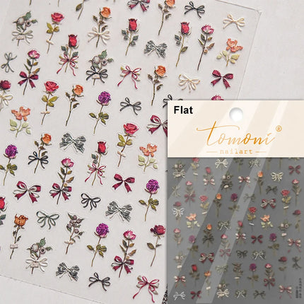 5D Kawaii Lily Nail Art Stickers 1pcs Japanese Pink White Flower With Diamond Self Adhesive Nail Decorations Slider Decals DIY