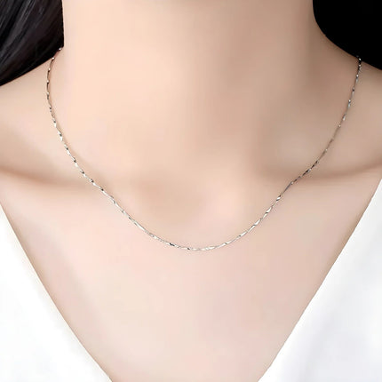 925 Sterling Silver 1.1mm Thin Rolo Chain, Water Wave Chain, Necklaces for Women Fashion Jewelry DIY Matching Wholesale PlatiNum