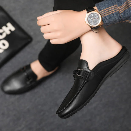 Mocassini Estivi da Uomo in Pelle Comodi e Leggeri, Scarpe Casual Morbide e Piatte, Ciabatte Quotidiane da Uomo