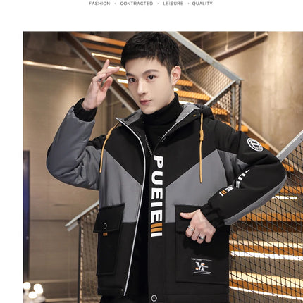 Fashion Casual Spring Autumn Hooded Jackets Youth Streetwear Loose Cargo Coat Outdoor Sports Zipper Windbreaker Top