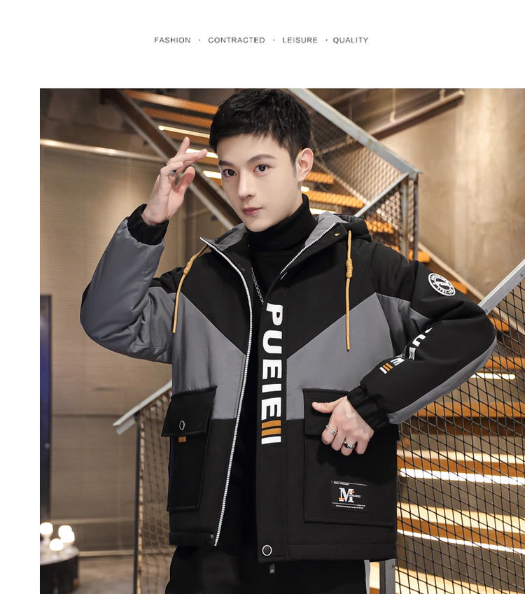 Fashion Casual Spring Autumn Hooded Jackets Youth Streetwear Loose Cargo Coat Outdoor Sports Zipper Windbreaker Top