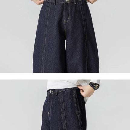 Jeans Dritti da Uomo Primavera Autunno Stile Retrò Casual High Street Gamba Larga Pantaloni in Denim Uomo Hip Hop Oversize Streetwear
