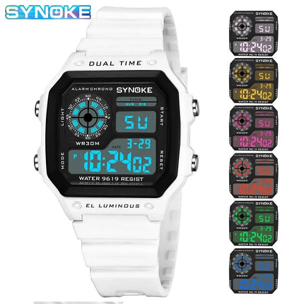 SYNOKE Digital Watches uomo sport luminoso multifunzione impermeabile orologio da polso da donna all'aperto e in esecuzione studente sette luci platinumshop