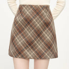 FSLE Autumn Party Skirt High Waist Retro Plaid Knit WoolShort Skirt For Women 2025 Fall Winter New Arrival Y2K Mini A-line Skirt PlatiNum