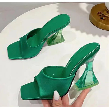 New 2026 Fashion Summer Shoes with Open Toe and Medium Heel, Pleated A-Line Chunky Sandals for Women