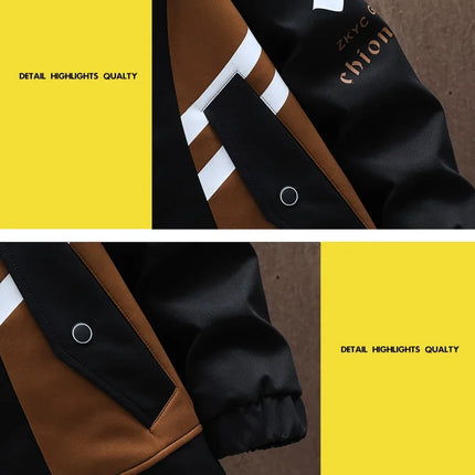 Men's Casual Hooded Jackets Autumn Patchwork Thin Coats Outwear Top Windbreaker Streetwear Clothing Plus Size