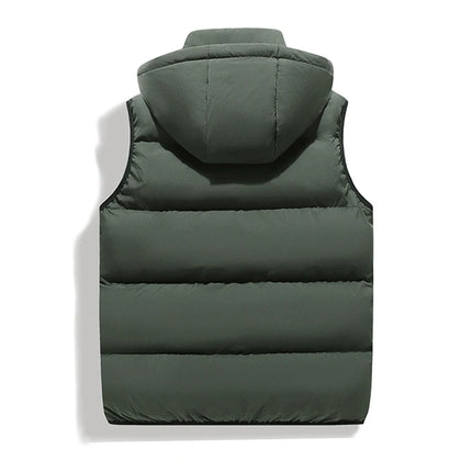 Winter Men Thicken Warm Sleeveless Vests Mens Autumn Detachable Hat Outwear Hooded Waistcoat Vest Jackets Mens Casual Vests Male