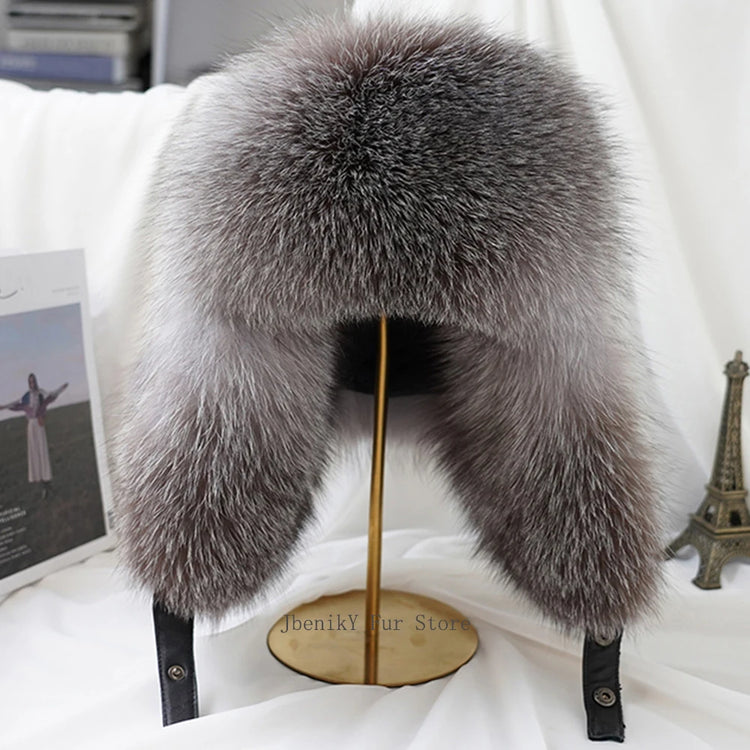 2026 Cap 100% Raccoon Dog Full Fur Fox Fur Hat Men's Fur Ear Protection Winter Thickened and Warm Russian Hat Men's Trend