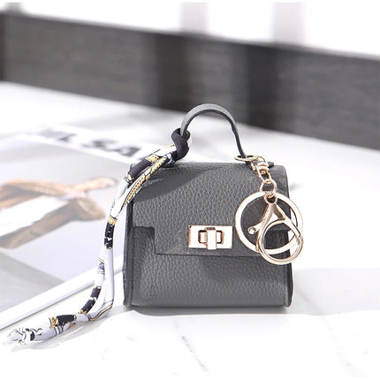 Brand Fashion Coin Purse Luxury Simple Flip Small Bag High-end Bag Pendant Exquisite Lock Silk Scarf Mini Lipstick Headphone Bag PlatiNum