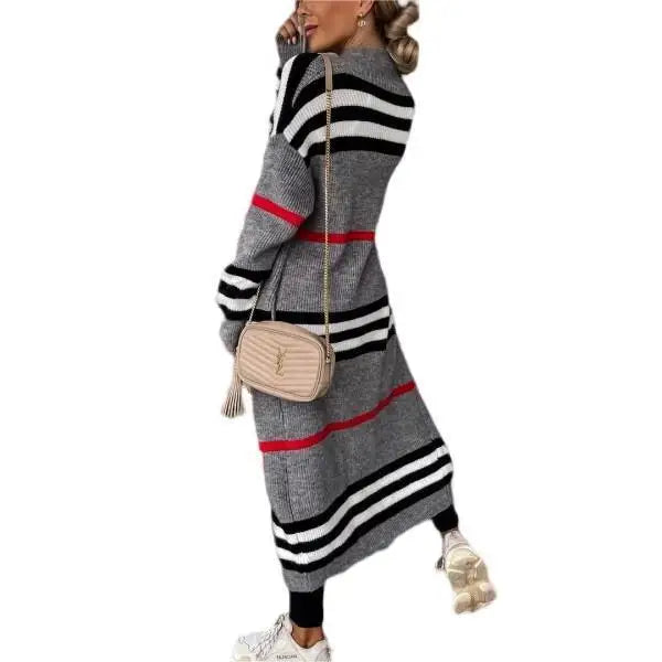 Print Long Cardigan For Women 2025 New Autumn Winter Clothes Knit Loose Outerwear Soft Sweater Coat Streetwear Fashion Cover Up