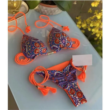 Nuovo Costume da Bagno Sexy da Donna, Set Bikini all'Uncinetto a 2 Pezzi, Triangolare Brasiliano, Push-Up, per Spiaggia Estiva PlatiNum