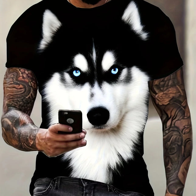 T-shirt Estiva da Uomo a Blocchi di Colore, Design Patchwork Nero Verde Bianco con Righe Verticali e Logo Minimalista, Stile Streetwear