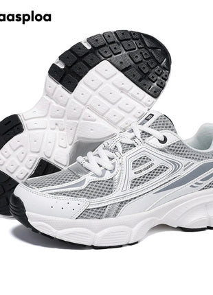 Baasploa Women Running Shoes Lightweight Breathable Sport Shoes Female Comfort White Casual Sneakers Height Increase Cushioning PlatiNum