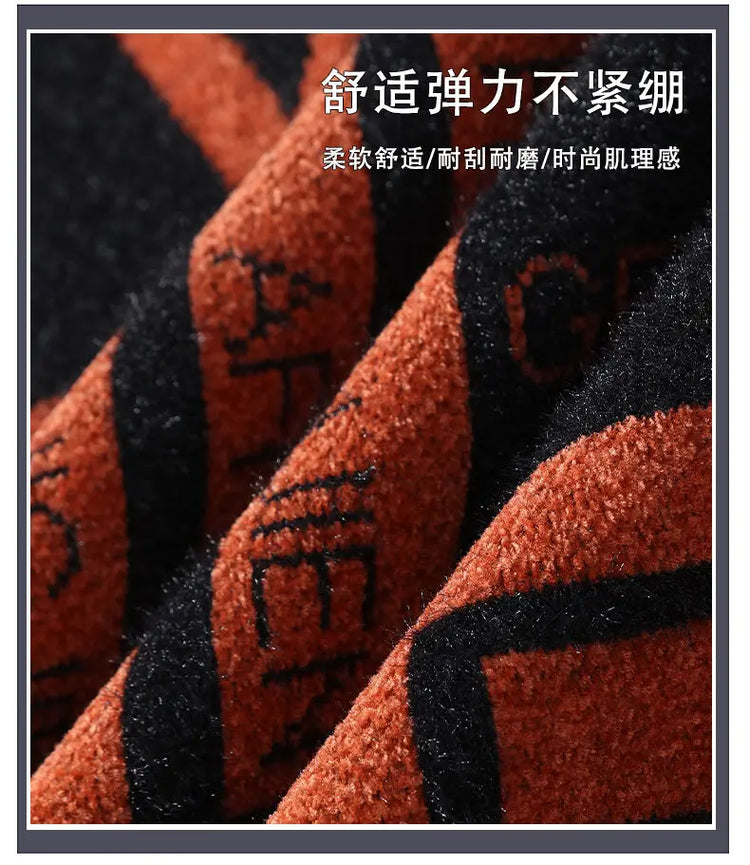 2024 Winter men's flower pattern Sweaters thick O-neck sweater men youth autumn Men's Turtle neck wool Casual Knitwear Pullover