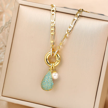 6 colori brillanti zirconi vírgiano goccia d'acqua ciondolo clavicola catena girocollo classico per donna ragazza festa quotidiana gioielli regalo di festa