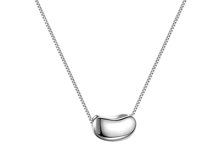 Collana con ciondolo a forma di fagiolo in argento sterling 925, gioielli classici per le donne, gioielli di moda, festa, regalo di San Valentino, 45 cm PlatiNum