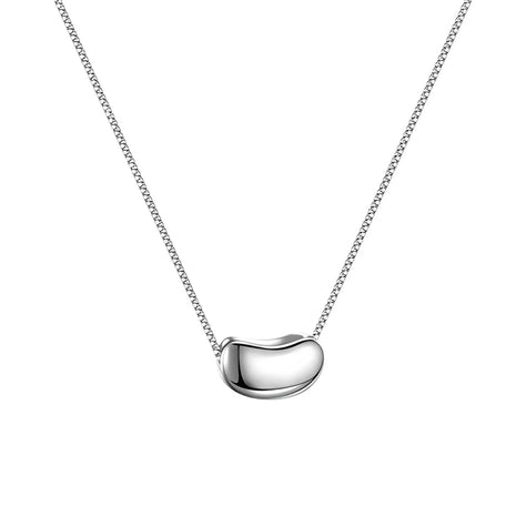 Collana con ciondolo a forma di fagiolo in argento sterling 925, gioielli classici per le donne, gioielli di moda, festa, regalo di San Valentino, 45 cm PlatiNum