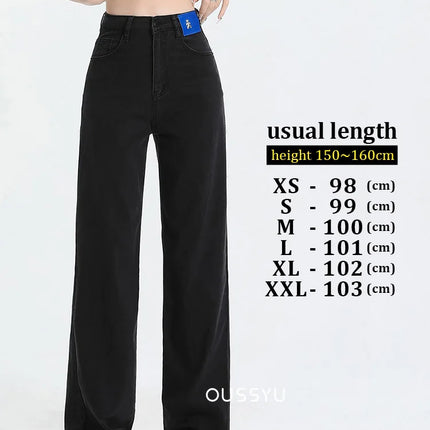 Nuova estate morbida Lyocell Jeans donna blu kaki bianco vita alta dritto sottile gamba larga pantaloni in denim Y2k abbigliamento femminile allentato 2XL
