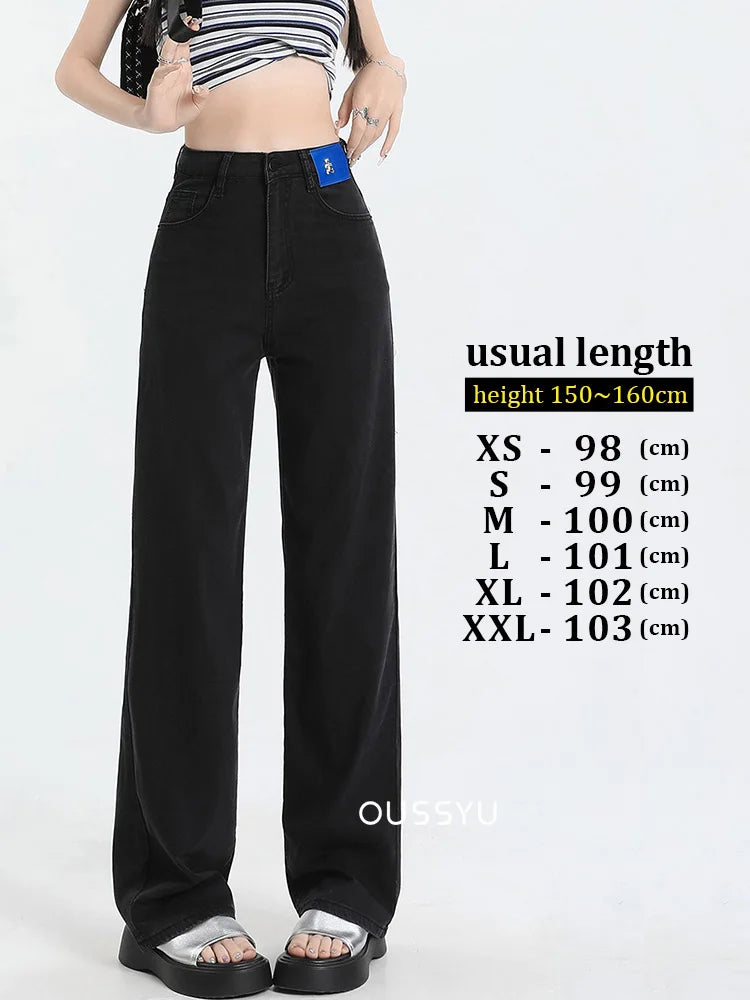 Nuova estate morbida Lyocell Jeans donna blu kaki bianco vita alta dritto sottile gamba larga pantaloni in denim Y2k abbigliamento femminile allentato 2XL