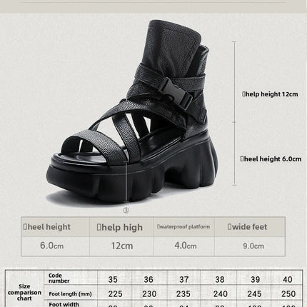 Women's Leather Slip-on Shoes, New Style 2026, Closed-Toe Shoes, Roman Style Sandals, Women's Retro Platform Shoes