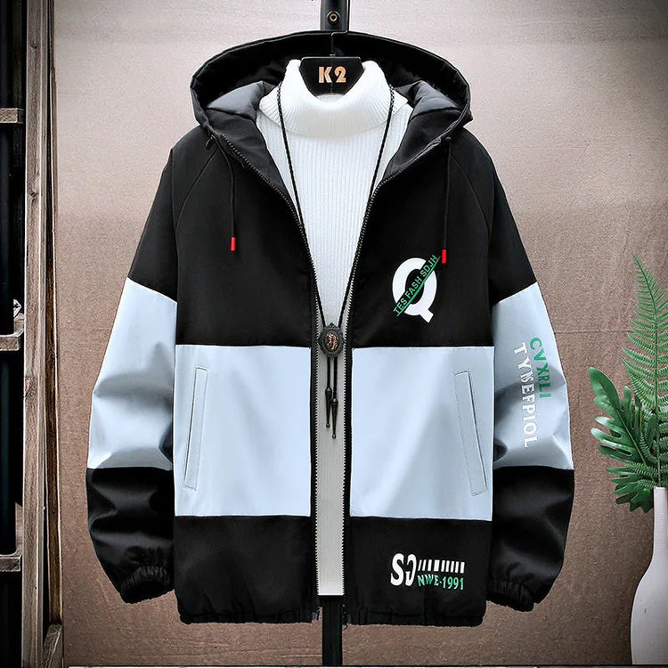 2023 Spring and Autumn New Fashion Hooded Tooling Jacket Men's Casual Loose Comfortable Waterproof High-Quality Large Size Coat