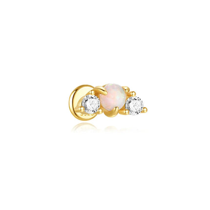 CANNER 1PC 925 Sterling Silver Exquisite Crown Opal Piercing Earring for Women Ear Studs Cartilage Earring Body Jewelry Gift PlatiNum