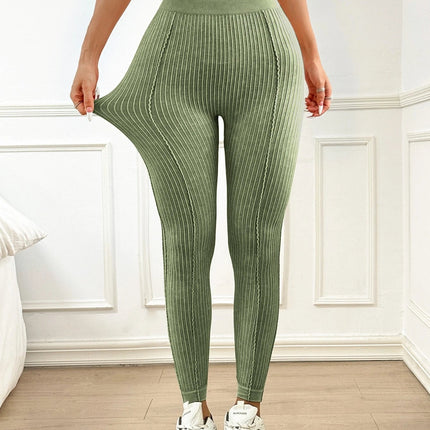 Womens Sand Washed Ribbed Leggings High Waisted Yoga Leggings V Shaped Waistband Peach Booty Lifting Fitness Pants for Workout PlatiNum