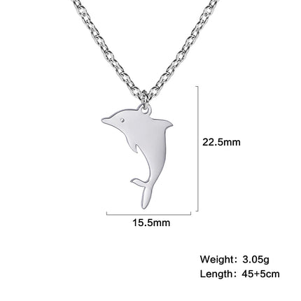 Amaxer Stainless Steel Necklace For Women Man Jumping Dolphin Choker Pendant Necklace Engagement Jewelry PlatiNum