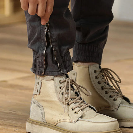 2023 New Multi-Pockets Spring Summer Cargo Pants Men Streetwear Zipper Leg Skinny Work Joggers Cotton Casual Tactical Trousers