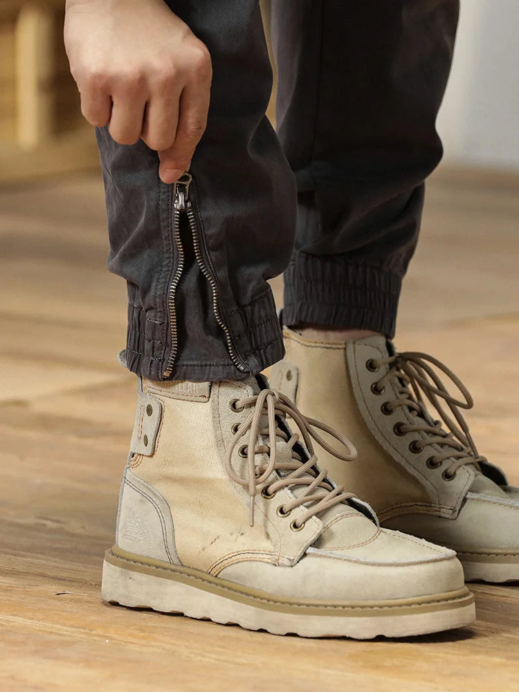 2023 New Multi-Pockets Spring Summer Cargo Pants Men Streetwear Zipper Leg Skinny Work Joggers Cotton Casual Tactical Trousers