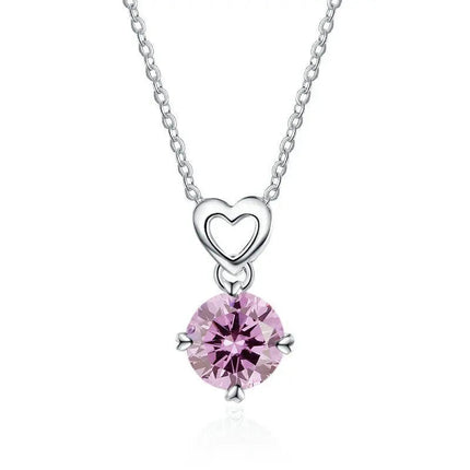 925 Sterling Silver Necklace For Women Round Pendent Sparkling Pave CZ Necklace Fashion Anniversary Birthday Jewelry Gifts N325 PlatiNum