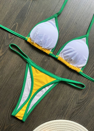 Costume da Bagno Bikini Brasiliano Ricamato a Contrasto con Patchwork per Donna - Set Estivo da Spiaggia platinumshop