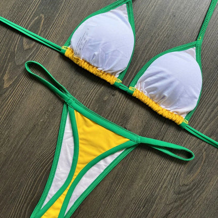 Costume da Bagno Bikini Brasiliano Ricamato a Contrasto con Patchwork per Donna - Set Estivo da Spiaggia platinumshop