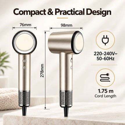 1600W High Speed Hair Dryer RH1886 BLDC Motor 200 Million Negative Ions 4 Heat Settings 2 Speeds Concentrator Diffuser