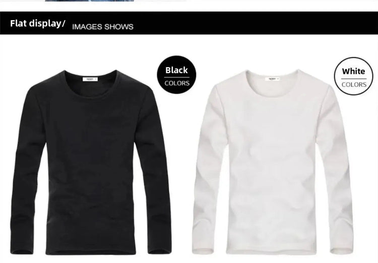 Thickened Fleece round Neck Long Sleeve Men's Base Shirt Warm Slim Fit Winter Inner Wear Casual Style T-Shirt Top PlatiNum
