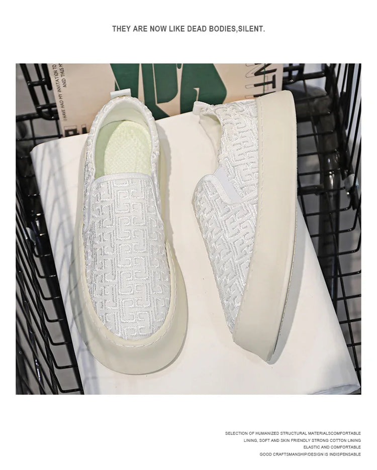2025 Autumn New Fashion Shallow Mouth Casual Canvas Shoes for Men Breathable Comfortable Niche Design Versatile Chunky Sneakers