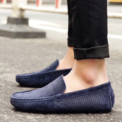 Mocassini da Uomo in Pelle Scamosciata Traspiranti Estivi, Scarpe da Guida di Lusso, Nuove Calzature Casual da Uomo