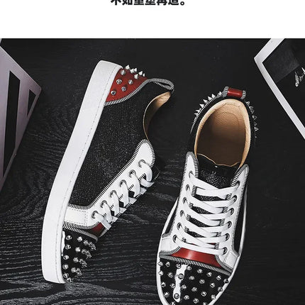 2025 New Men's Casual Shoes Comfortable Soft Punk Style Board Shoes Fashion Nail Anti Slip Wear Resistant Personalized Sneakers