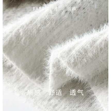 Men Jacquard Furry Sweater Long Sleeve Thick Print Faux Mink Velvet Knit Dyed Pullover O Neck High Street Warm Sweater Jumpers