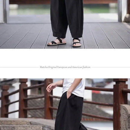 Pantaloni casual da uomo tinta unita primavera estate comodi e alla moda a gamba dritta, pantaloni giapponesi leggeri e sottili Harun a gamba larga