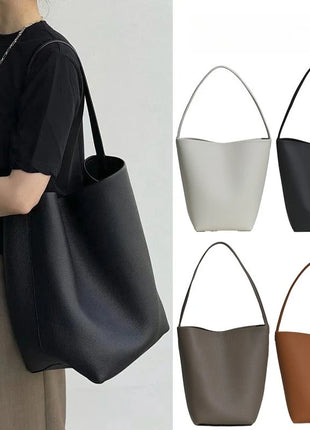 Grande borsa a secchiello morbida in pelle martellata, con tracolla lunga e sottile, borsa tote spaziosa per lavoro e shopping quotidiano