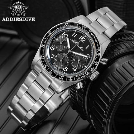 ADDIESDIVE New Chronograph 0S20 Quartz Wristwatch Luxury Men Watch Ceramic Bezel Domed Glass 100m Waterproof BGW9 Luminous