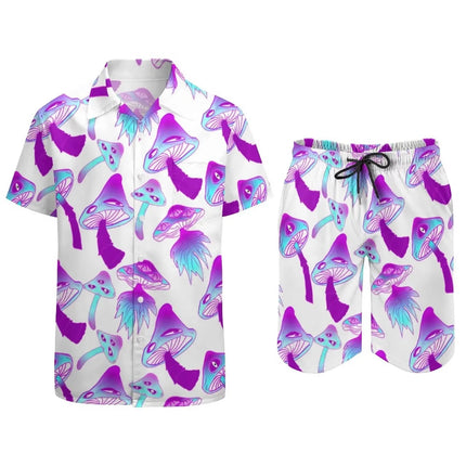 Set da uomo Magic Mushroom 80S 90S Stampa 3D Camicia hawaiana Set Camicia moda casual da donna da uomo + Pantaloncini 2 pezzi Set completo da spiaggia platinumshop
