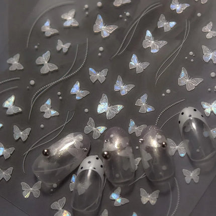 5D Kawaii Lily Nail Art Stickers 1pcs Japanese Pink White Flower With Diamond Self Adhesive Nail Decorations Slider Decals DIY