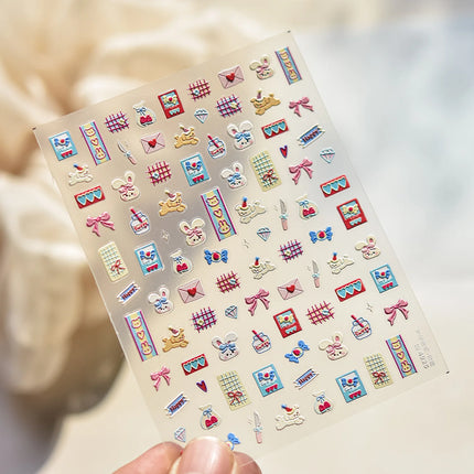 1Pcs 5D Graffiti Kitten Puppy Nail Art Sticker Lovely Lines Animal Cat Embossed Nail Slider Self-Adhesive Cat/Dog Manicure Decal