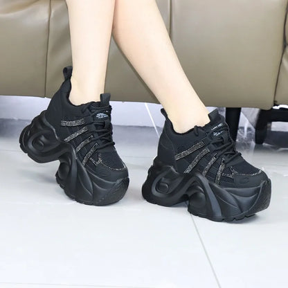 Women's 12cm Invisible Heel Winter Boots - Thick 10cm Fleece-Lined Sneakers Warm Cotton Shoes for Cold Weather Snow boots