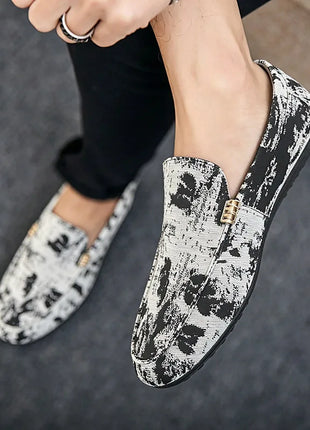 Mocassini stampati alla moda per uomo, scarpe basse estive traspiranti, scarpe casual da uomo, comode scarpe da guida antiscivolo, scarpe slip-on da uomo