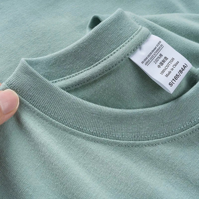 600G Heavy Cotton Short-sleeved T-shirt Men's and Women's Summer Loose Casual Trend Versatile Round Neck Half-sleeved Clothes PlatiNum