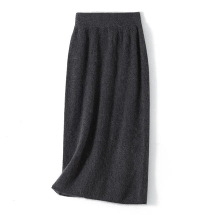 Autumn Winter Knitted Woolen High Waist Slim Fit Half-length Skirt Women's Mid-length Wrap Bodycon Skirt Elegant Commute Style PlatiNum